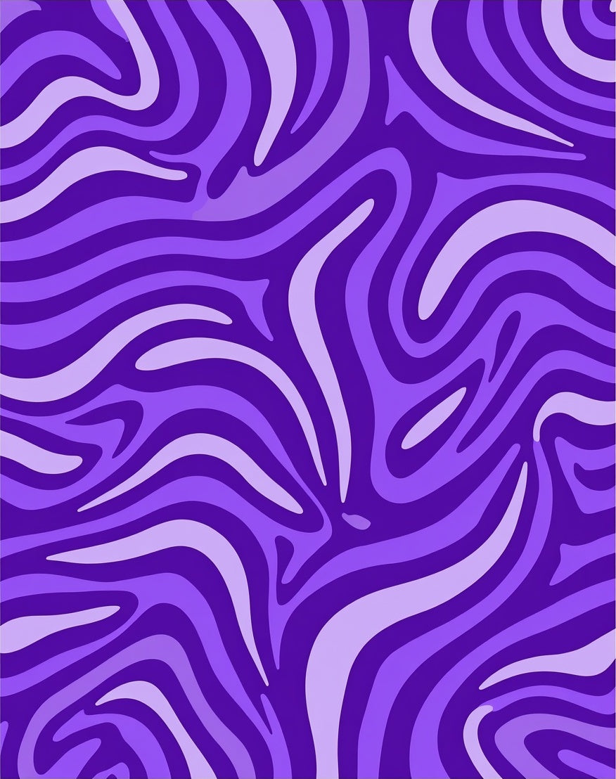 Purple Abstract Wavy Zebra Print Rug