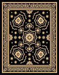 Ornate Black Gold Mandala Pattern Rug
