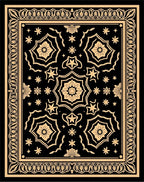 Ornate Black Gold Mandala Pattern Rug