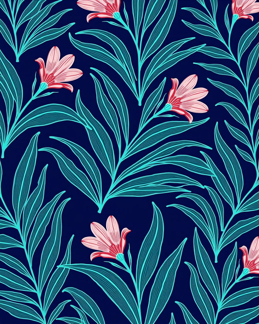 Art Nouveau Floral Leaf Pattern Rug
