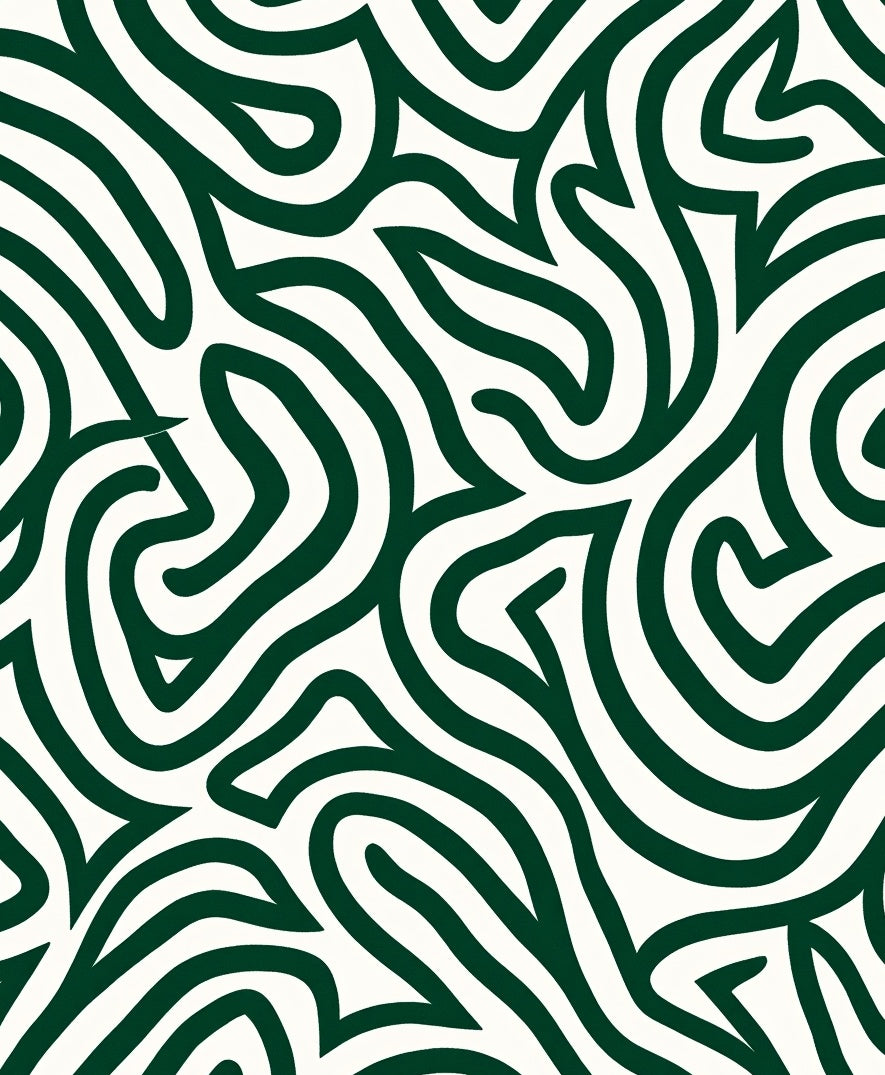 Abstract Green Swirl Continuous Pattern Rug