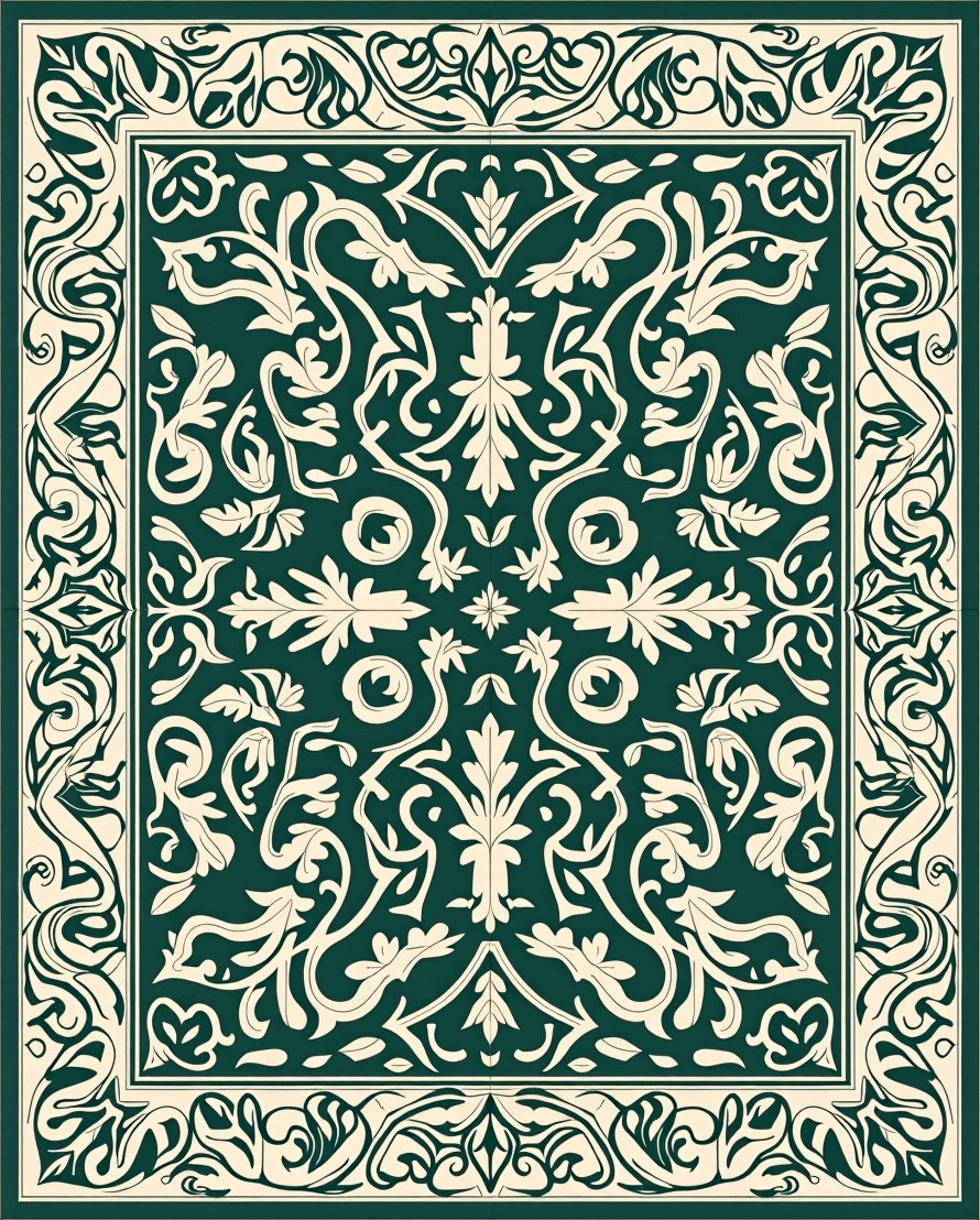 Classic Floral Scroll Patterned Rug