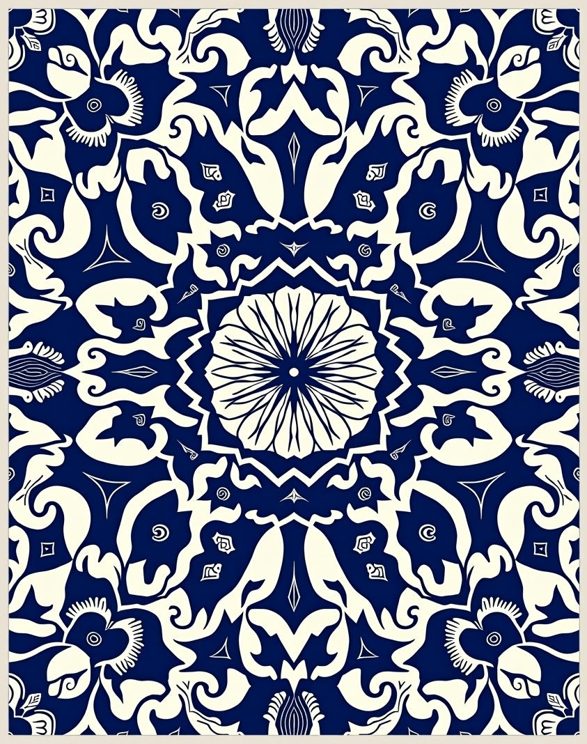 Intricate Floral Mandala Design Rug