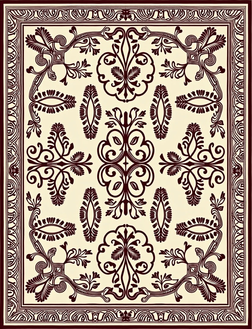 Ornate Floral Patterned Vintage Style Rug