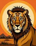 Bold Orange Sun Lion Portrait Rug