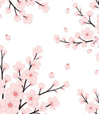 Pink Cherry Blossom Branch Pattern Rug