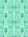 Art Deco Fan Shape Floral Pattern Rug