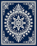 Dark Blue Floral Medallion Mandala Rug