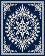 Dark Blue Floral Medallion Mandala Rug