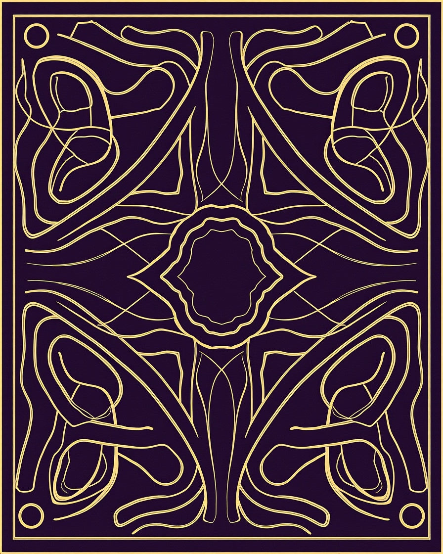 Golden Swirl Abstract Linear Pattern Rug