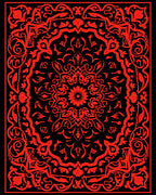 Bold Red Ornamental Mandala Design Rug