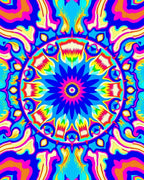Vibrant Psychedelic Mandala Pattern Rug