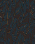 Dark Teal and Gold Feather Pattern Rug