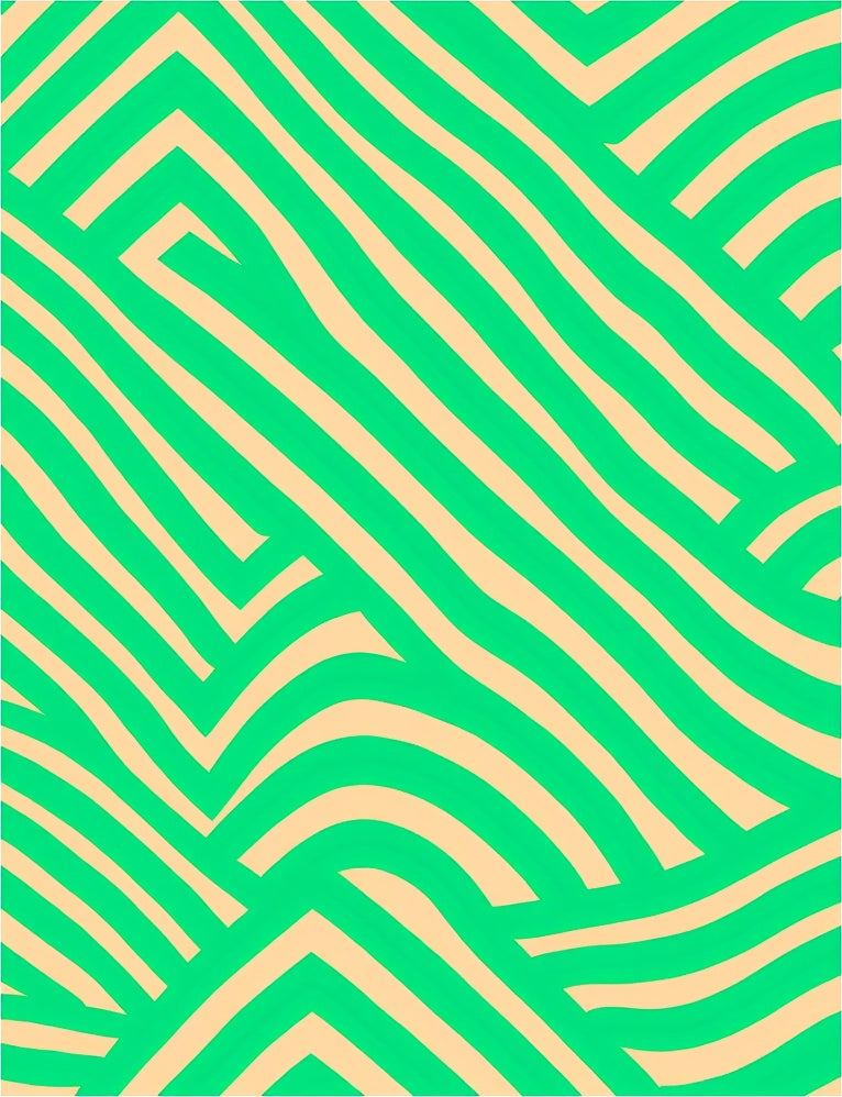 Bright Green Wavy Stripe Pattern Rug