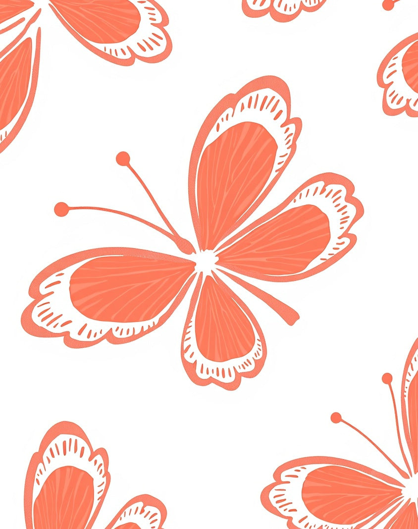 Coral Butterfly Pattern Design Rug