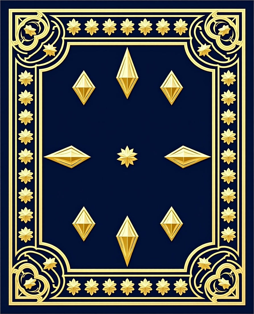 Gold Diamond Star Pattern Design Rug