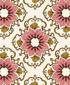 Pink Floral Damask Inspired Pattern Rug