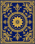 Royal Blue Golden Floral Medallion Rug