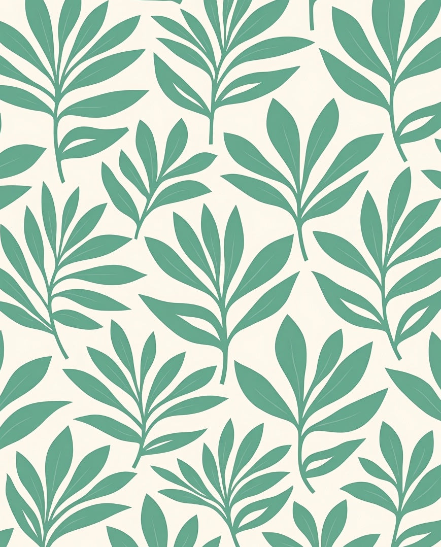 Teal Foliage Botanical Pattern Rug