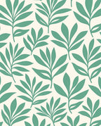 Teal Foliage Botanical Pattern Rug