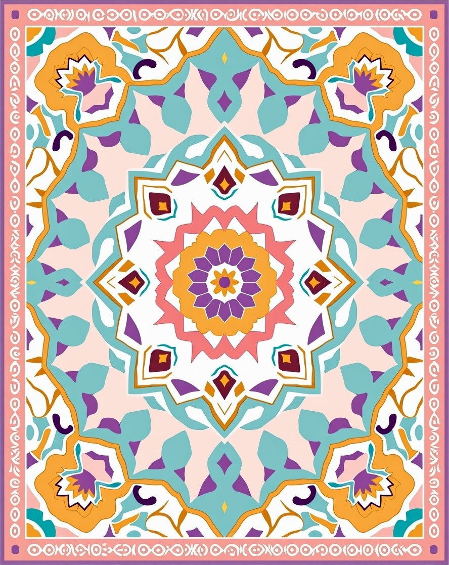 Vibrant Floral Medallion Pattern Design Rug