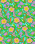 Vibrant Pink Yellow Floral Pattern Rug