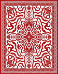 Ornate Red Swirls And Botanical Design Rug