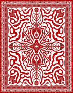 Ornate Red Swirls And Botanical Design Rug