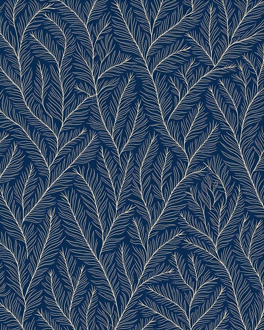 Nautical Navy White Branch Pattern Rug