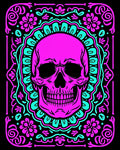 Bright Pink Skull Floral Round Rug