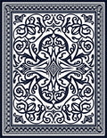 Intricate Black White Floral Scroll Design Rug