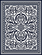 Intricate Black White Floral Scroll Design Rug