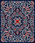 Red White Blue Intricate Floral Design Rug