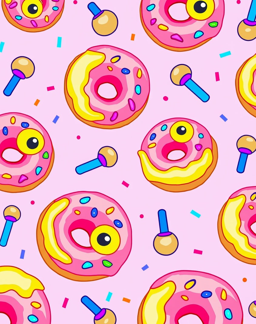 Whimsical Pink Donut Pattern Rug