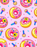 Whimsical Pink Donut Pattern Rug