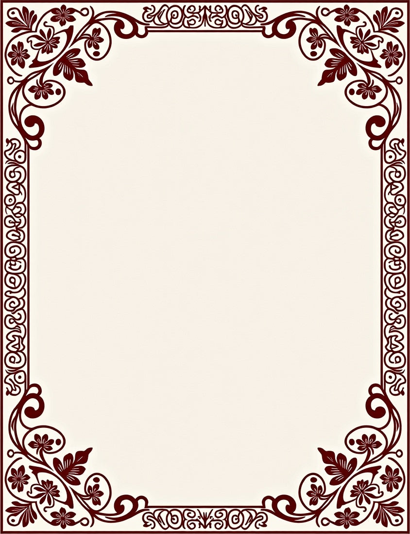 Ornate Floral Scroll Border Rug