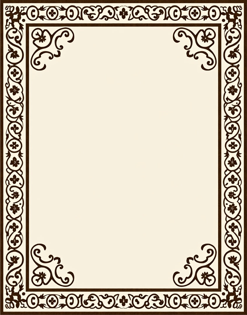 Ornate Damask Floral Frame Design Rug