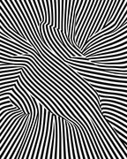 Black White Folded Stripe Design Rug