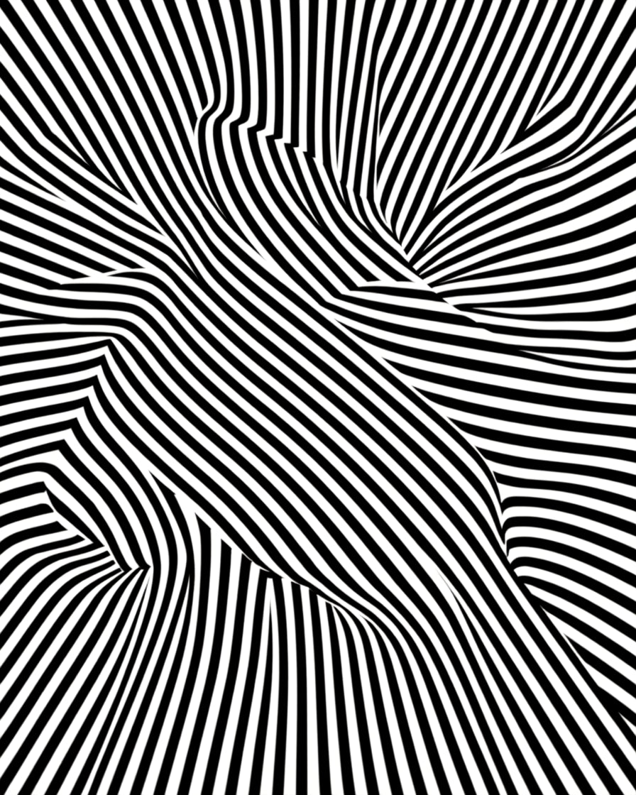 Black White Folded Stripe Design Rug