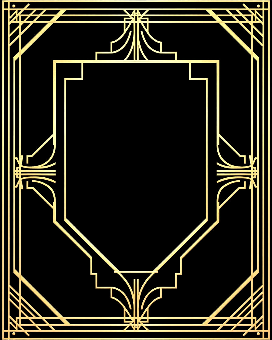 Geometric Gold Art Deco Frame Rug