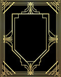 Geometric Gold Art Deco Frame Rug