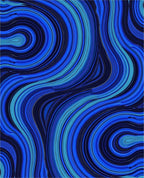 Vibrant Blue Swirl Line Pattern Rug