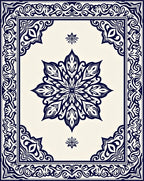 Intricate Floral Mandala Border Design Rug