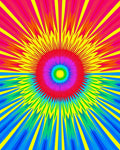 Vibrant Rainbow Sunburst Pattern Rug