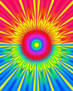 Vibrant Rainbow Sunburst Pattern Rug