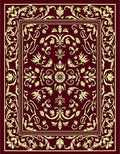 Elegant Floral Bordered Burgundy Design Rug