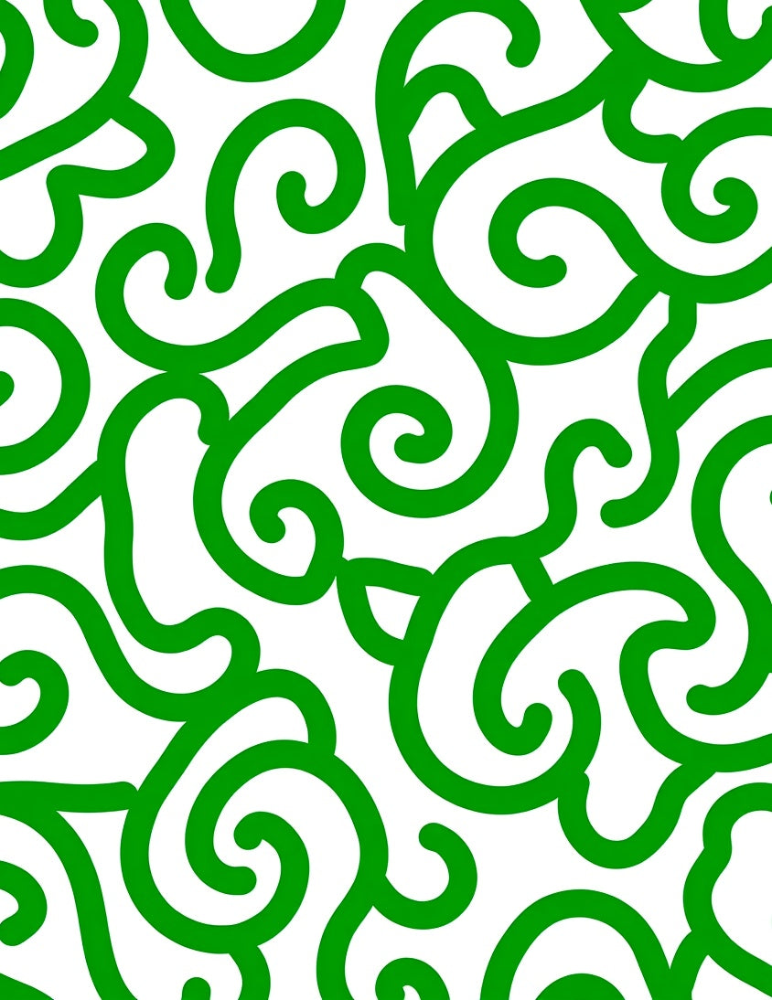 Green Swirl Patterned Abstract Design Rug