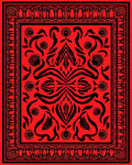 Ornate Floral Art Nouveau Black Red Rug
