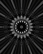 Radiating Dark Geometric Mandala Pattern Rug