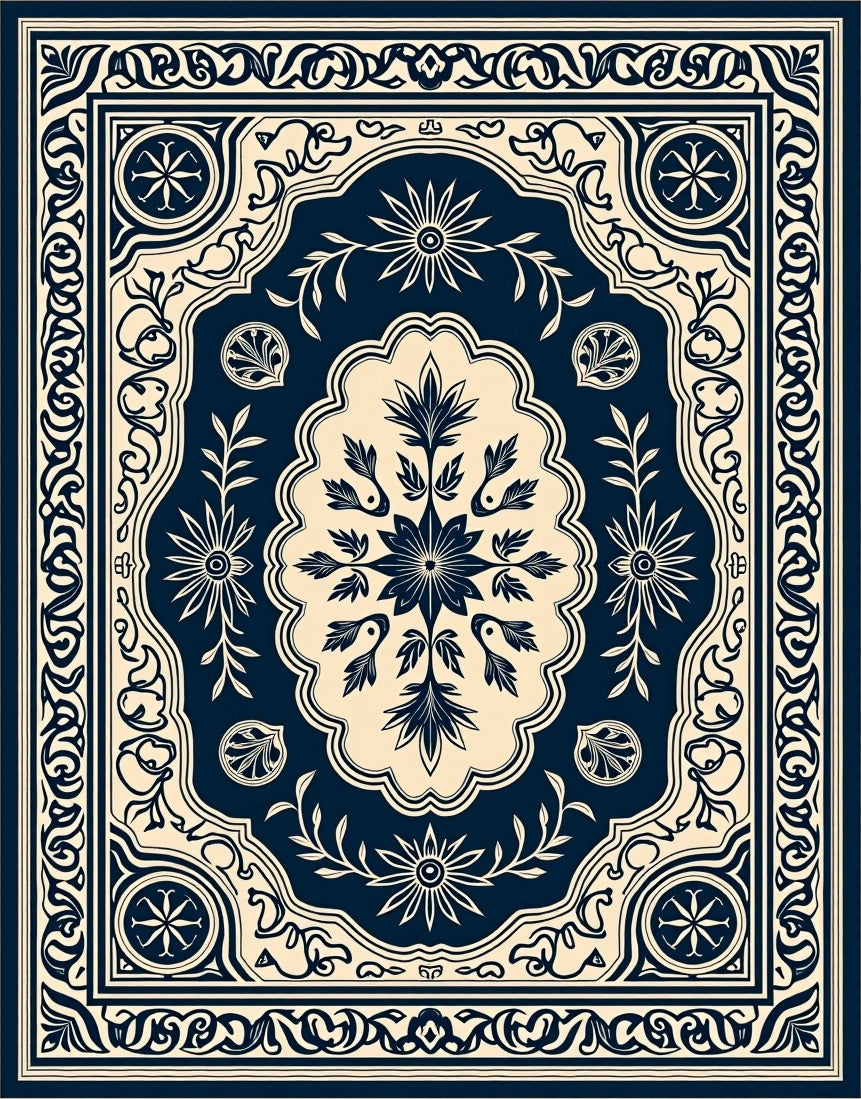 Classic Floral Inlay Pattern Rug